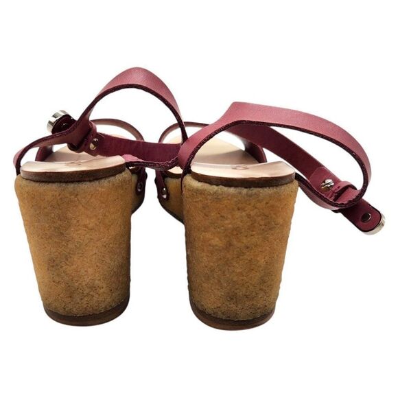 Chanel Chunky Platform Wedge Sandals 35.5 5 Ankle Strap Purple Pink Leather 70s - Picture 7 of 9